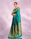 Mohey Women Gleaming Rama Green Silk Saree