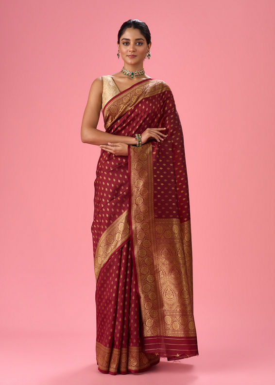 Mohey Women Radiant Rust Red Saree