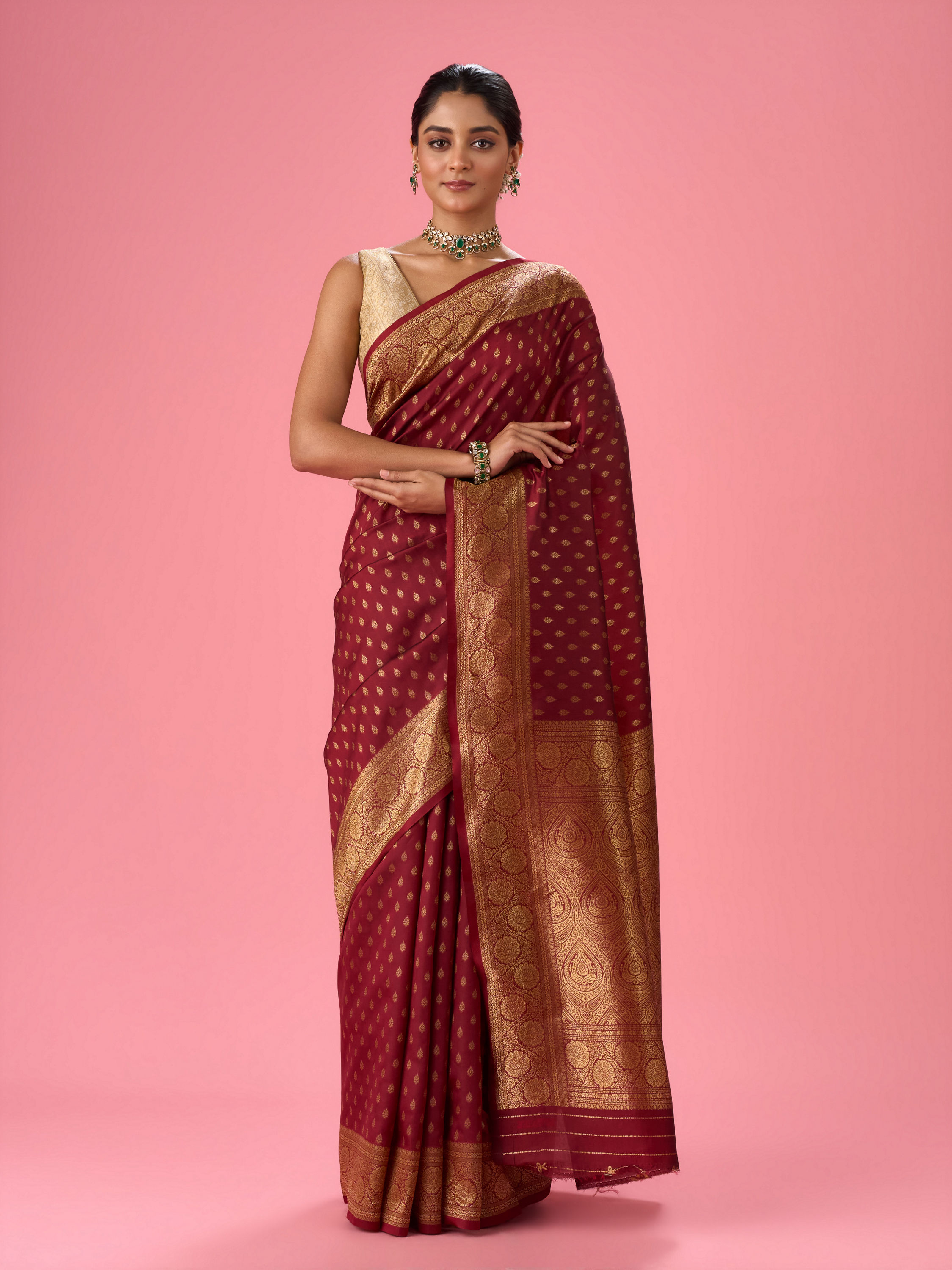 Mohey Women Radiant Rust Red Saree