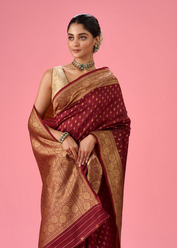 Mohey Women Radiant Rust Red Saree