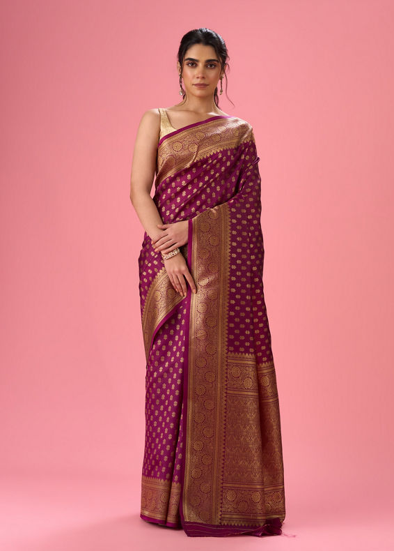 Mohey Women Wine Tint Saree Elegance