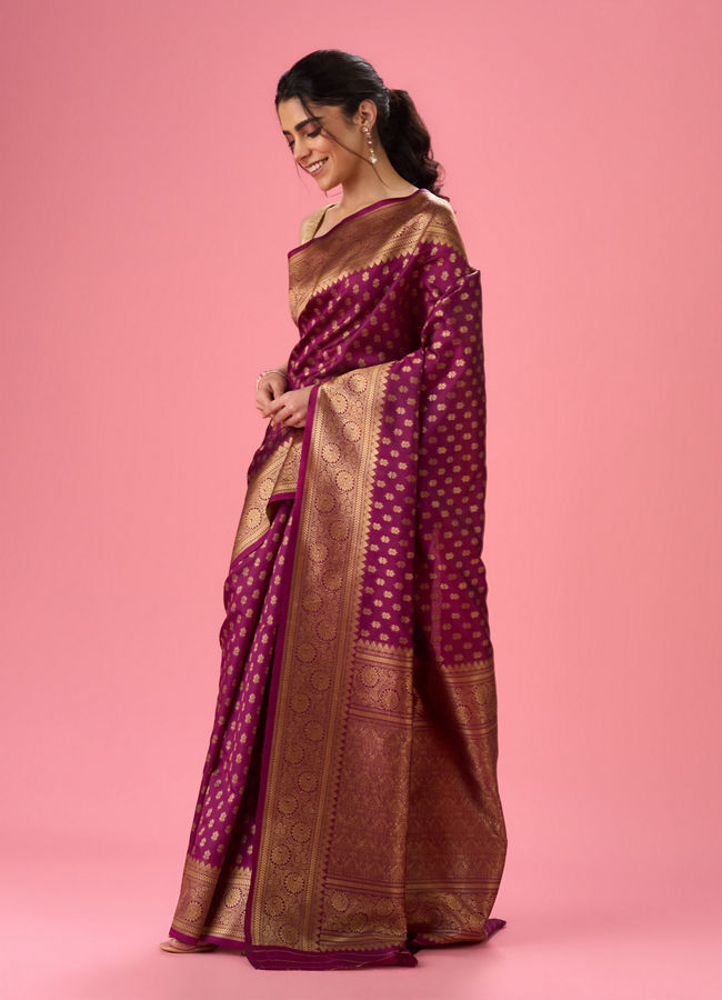 Mohey Women Wine Tint Saree Elegance