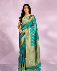 Mohey Women Resplendent Rama Green Saree