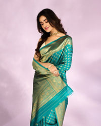 Mohey Women Resplendent Rama Green Saree