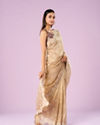 Mohey Women Fawn Chinon Elegance Saree