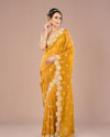 Mohey Women Radiant Mustard Yellow Chinon Saree