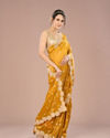 Mohey Women Radiant Mustard Yellow Chinon Saree