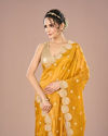 Mohey Women Radiant Mustard Yellow Chinon Saree
