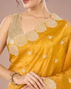 Mohey Women Radiant Mustard Yellow Chinon Saree