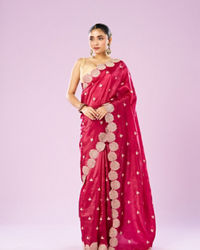 Mohey Women Royal Rani Organza Saree