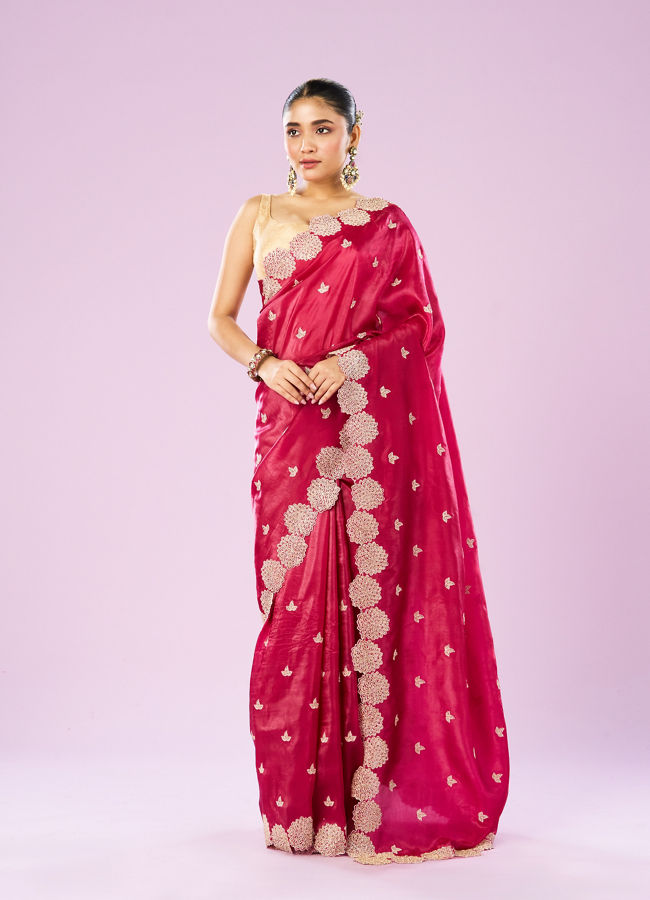 Mohey Women Royal Rani Organza Saree