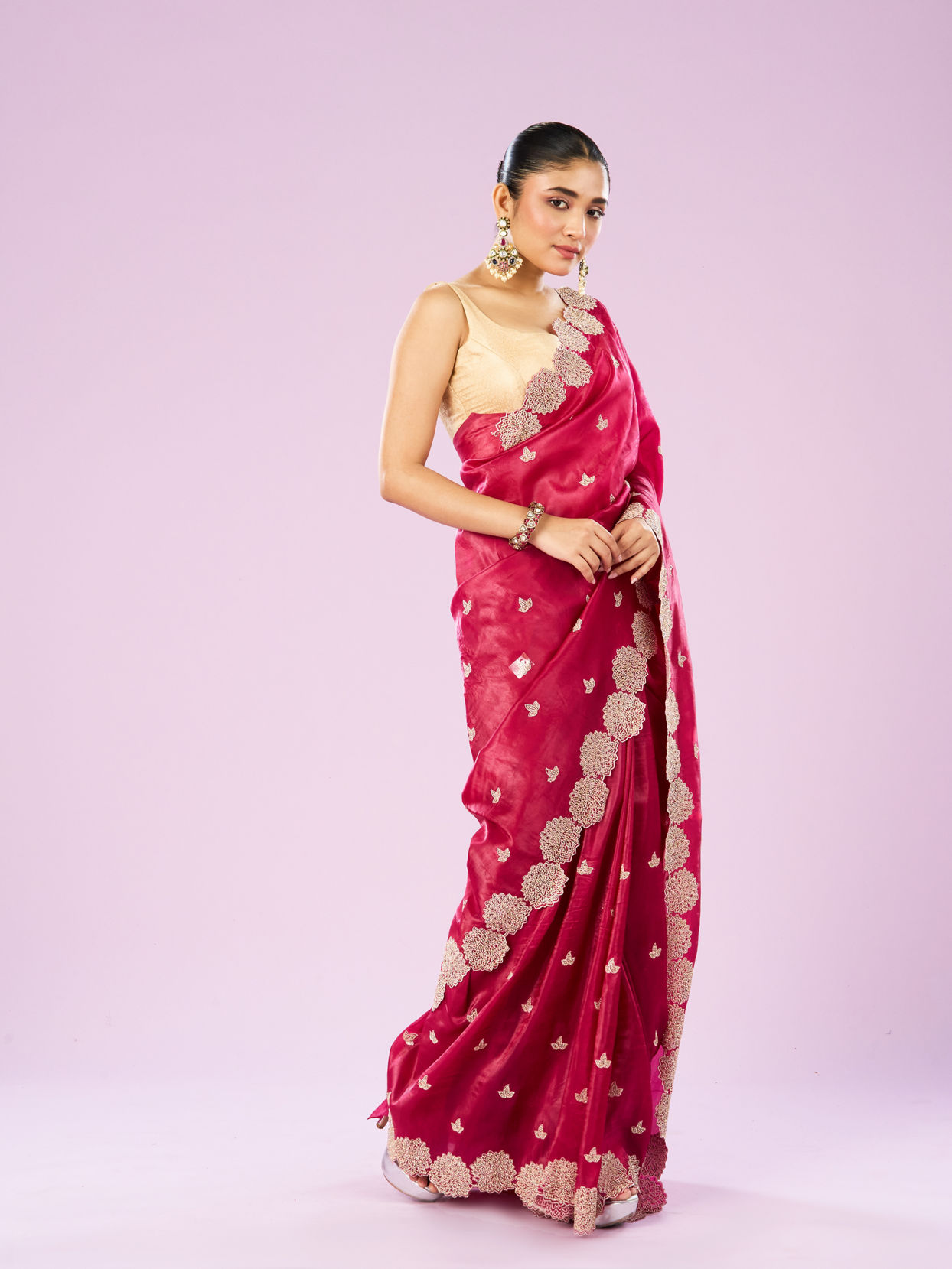 Mohey Women Royal Rani Organza Saree