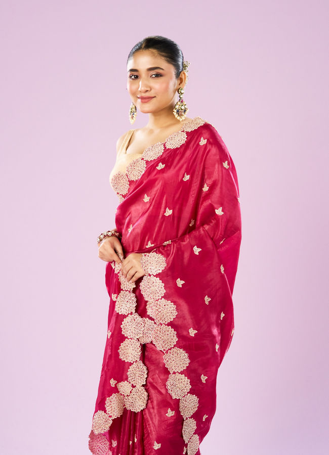 Mohey Women Royal Rani Organza Saree