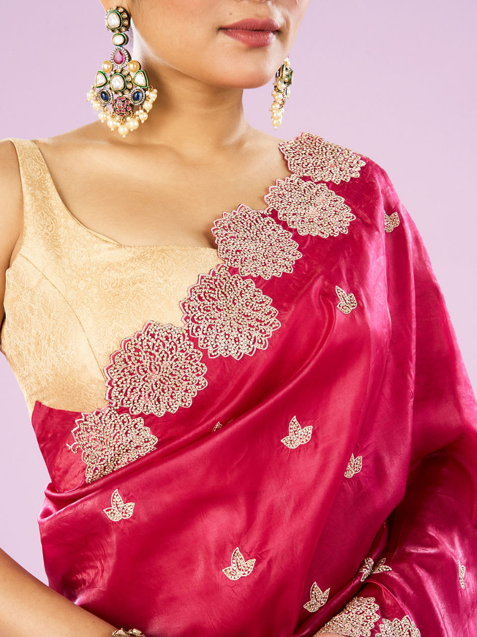 Mohey Women Royal Rani Organza Saree