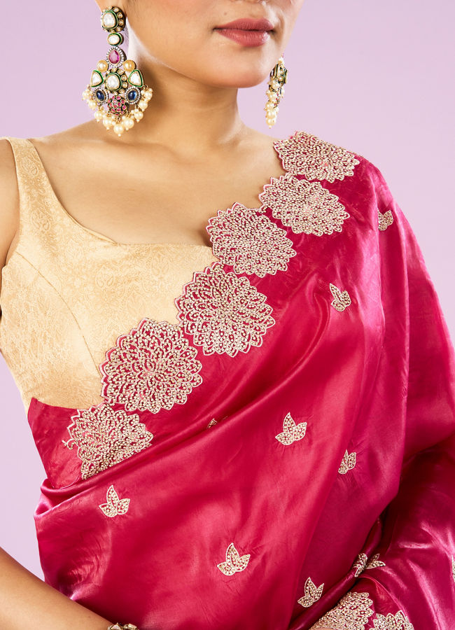 Mohey Women Royal Rani Organza Saree