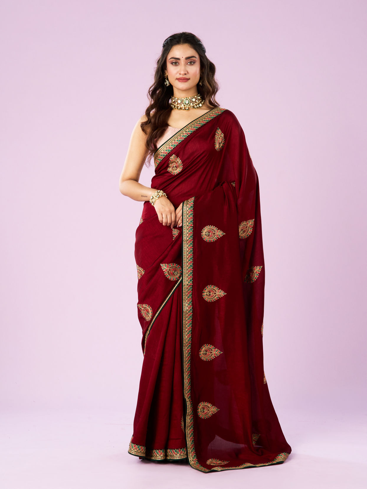 Mohey Women Maroon Majesty Silk Saree