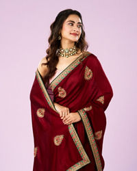 Mohey Women Maroon Majesty Silk Saree