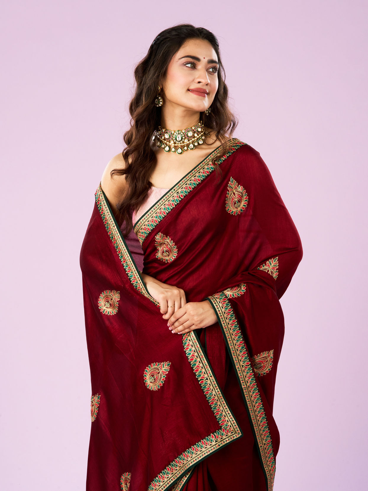 Mohey Women Maroon Majesty Silk Saree