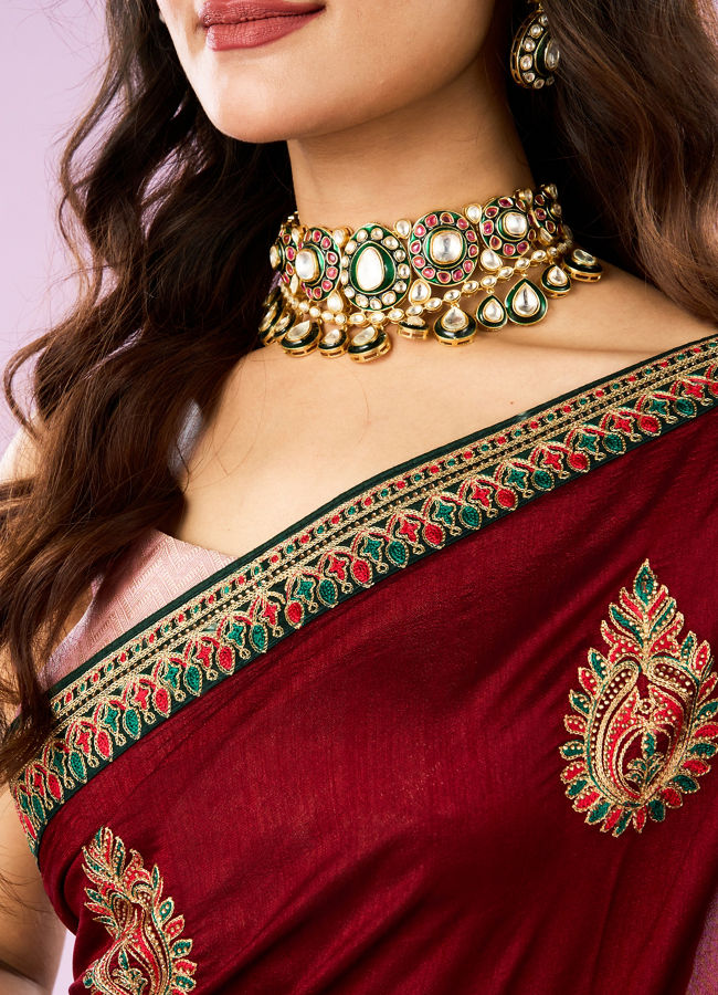 Mohey Women Maroon Majesty Silk Saree
