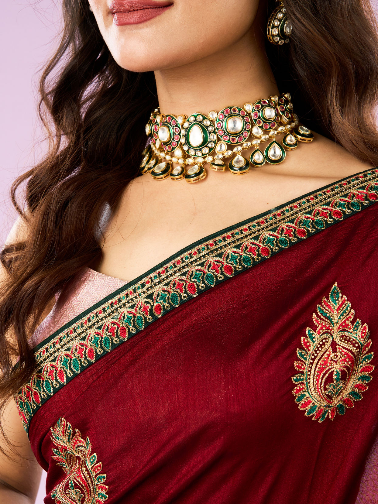 Mohey Women Maroon Majesty Silk Saree