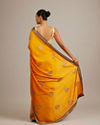 Mohey Women Mustard Yellow Buta Embroidered Saree with Intricate Borders And Rhinestone Work