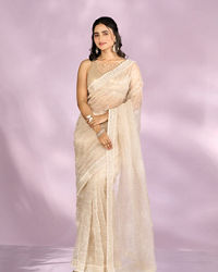 Mohey Women Elegance Redefined Cream Saree