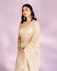 Mohey Women Elegance Redefined Cream Saree