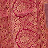 Rani Pink Grid Patterned Saree with Peacock Motifs