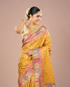 Mohey Women Mustard Yellow Satin Saree