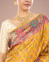 Mohey Women Mustard Yellow Satin Saree