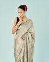 Mohey Women Cream Satin Cocktail Saree