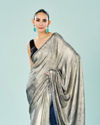Mohey Women Elegant Grey Satin Saree