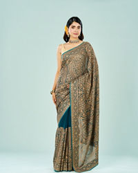 Mohey Women Elegant Rama Green Georgette Saree