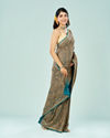 Mohey Women Elegant Rama Green Georgette Saree