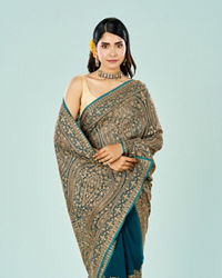Mohey Women Elegant Rama Green Georgette Saree