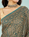 Mohey Women Elegant Rama Green Georgette Saree