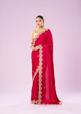 Mohey Women Radiant Rani Pink Saree