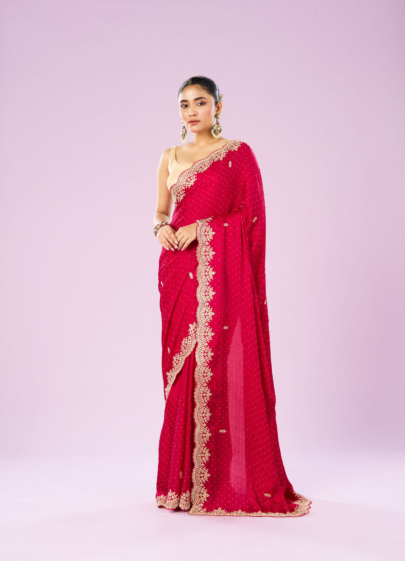 Mohey Women Radiant Rani Pink Saree