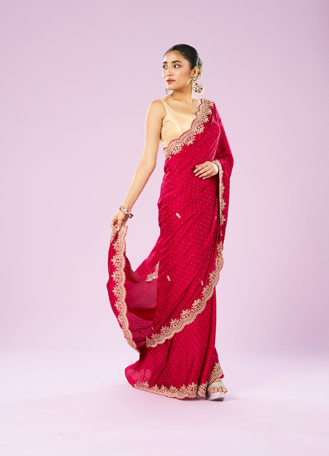Mohey Women Radiant Rani Pink Saree