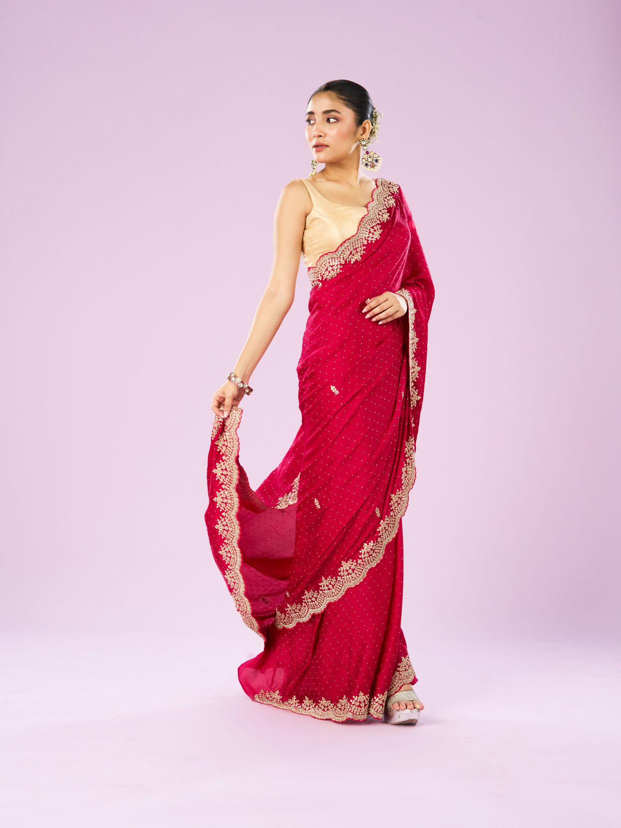 Mohey Women Radiant Rani Pink Saree
