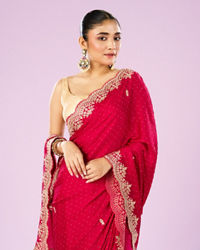 Mohey Women Radiant Rani Pink Saree