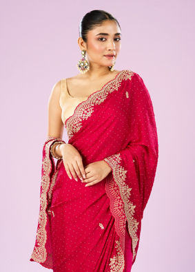 Mohey Women Radiant Rani Pink Saree