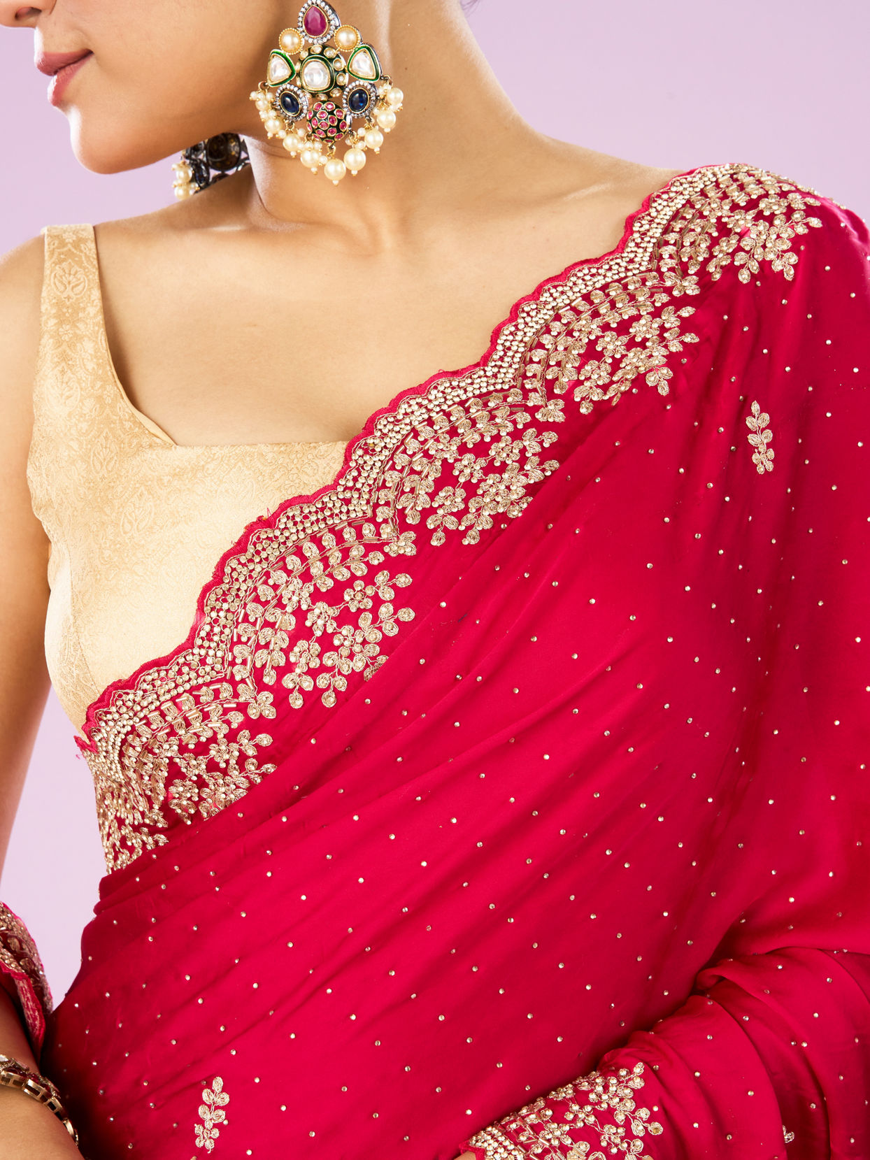 Mohey Women Radiant Rani Pink Saree