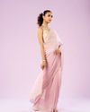 Mohey Women Elegant Pink Organza Saree