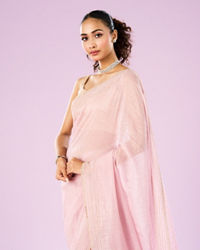 Mohey Women Elegant Pink Organza Saree