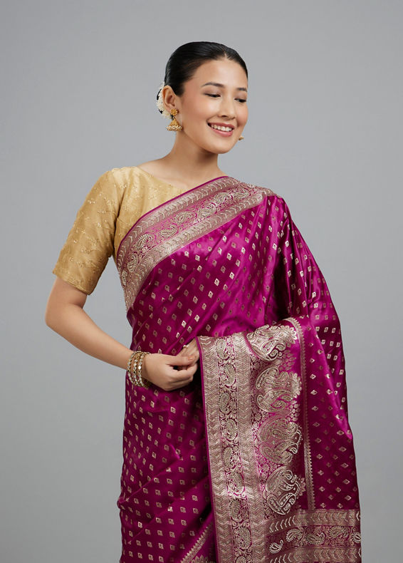Mohey Women Wine Elegance Saree