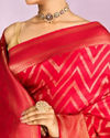 Mohey Women Glamorous Red Celebration Saree