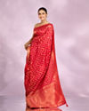 Mohey Women Glamorous Red Celebration Saree