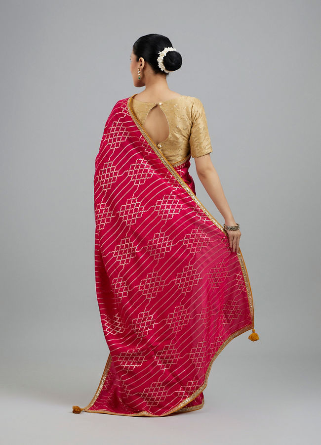 Mohey Women Elegant Pink Glory Saree