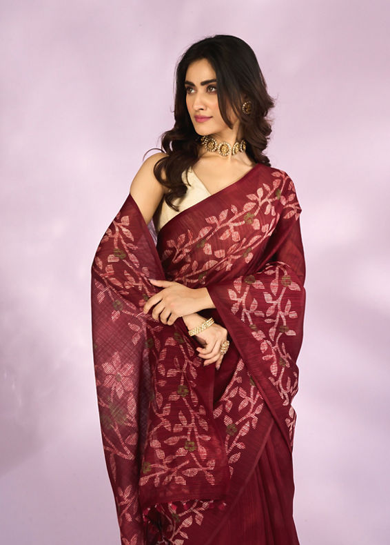 Mohey Women Maroon Majesty Saree